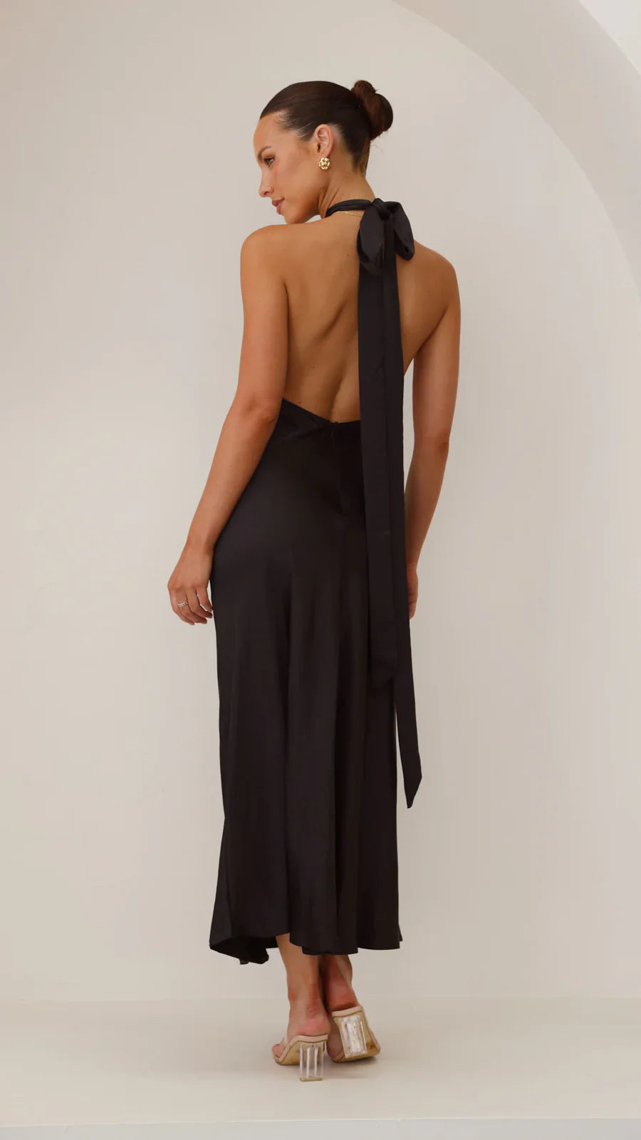 Halter Neck Satin Backless Maxi Dress