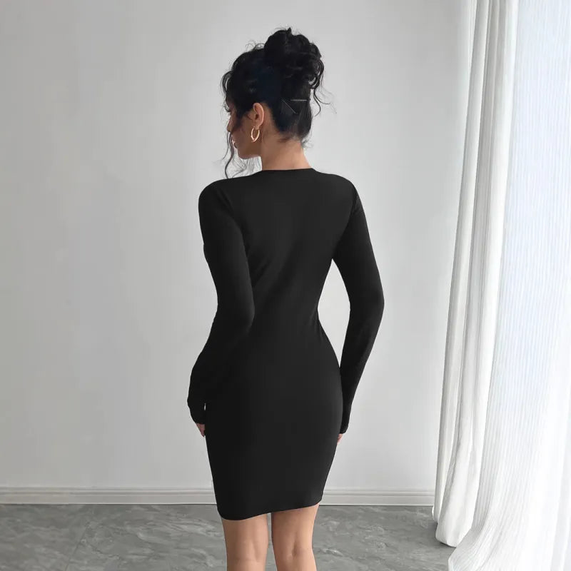 Slim Midi Dress In Black