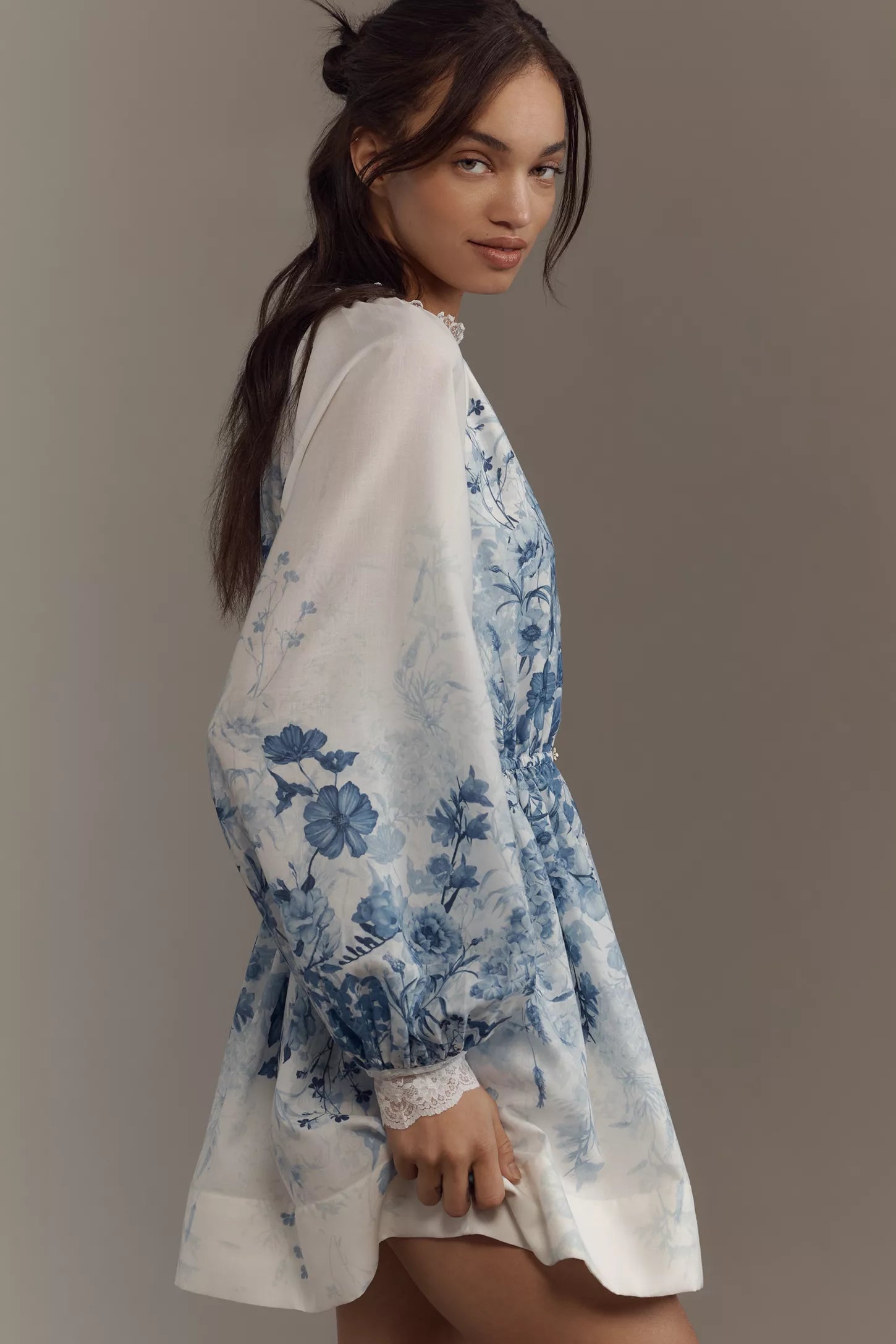 Floral Vintage V-Neck Mini Dress