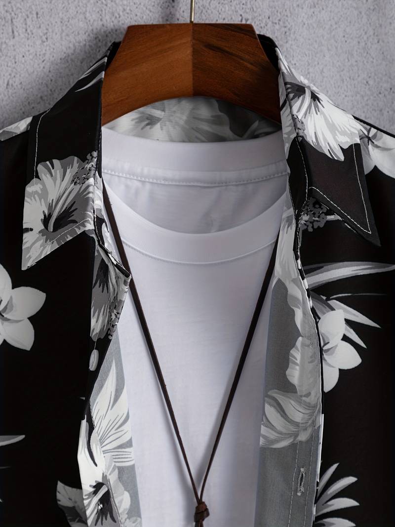 Short Sleeve Lapel Shirt with flower pattern