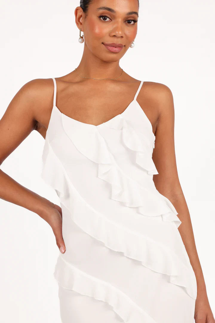 Ruffled Maxi Dress In White