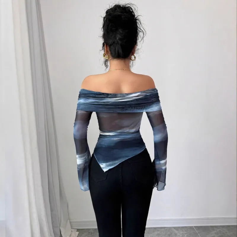 Sleeveless Mesh Top In Blue