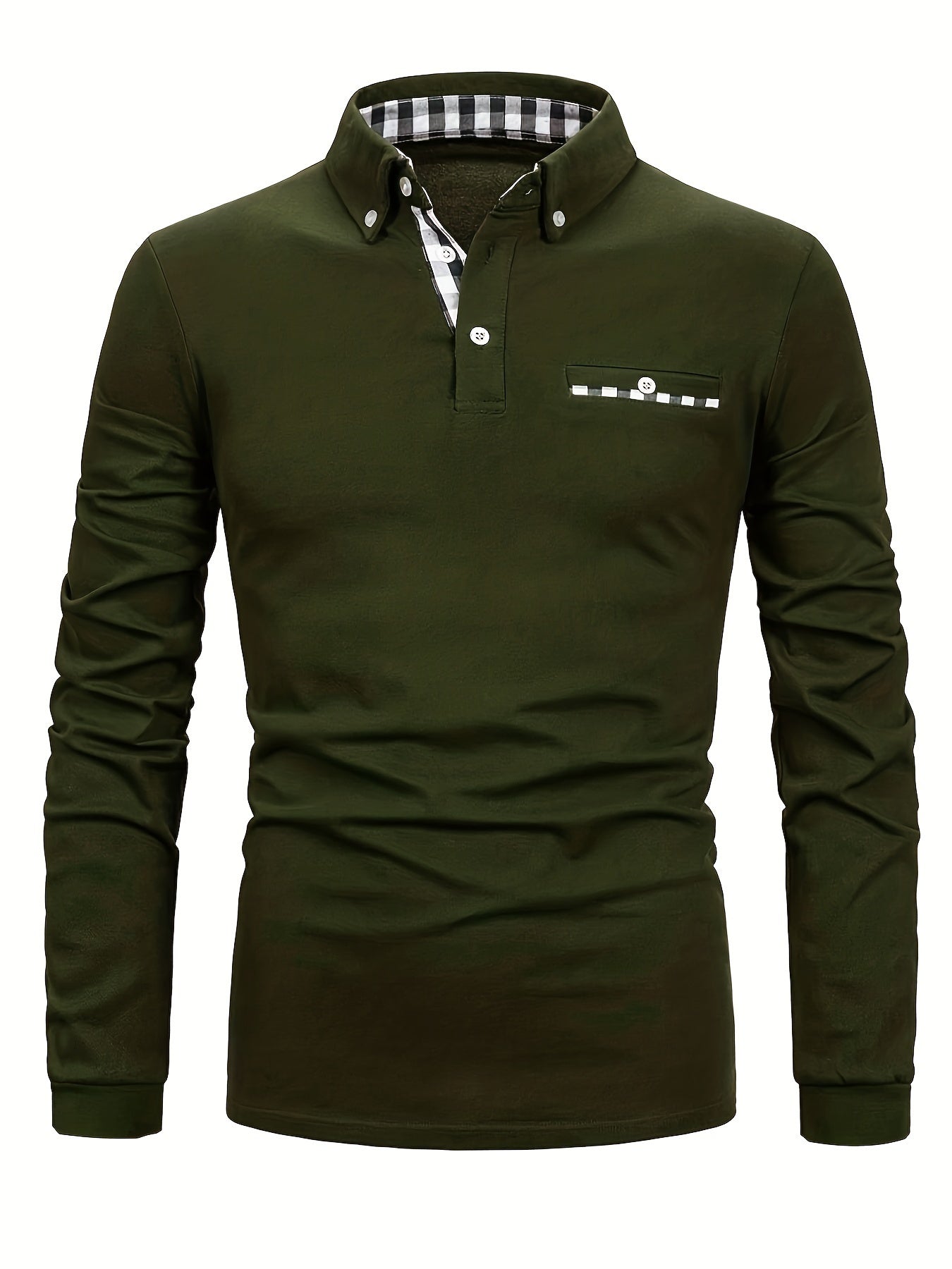 Checked patchwork shirt with lapels and long sleeves made of casual cotton with a light stretch