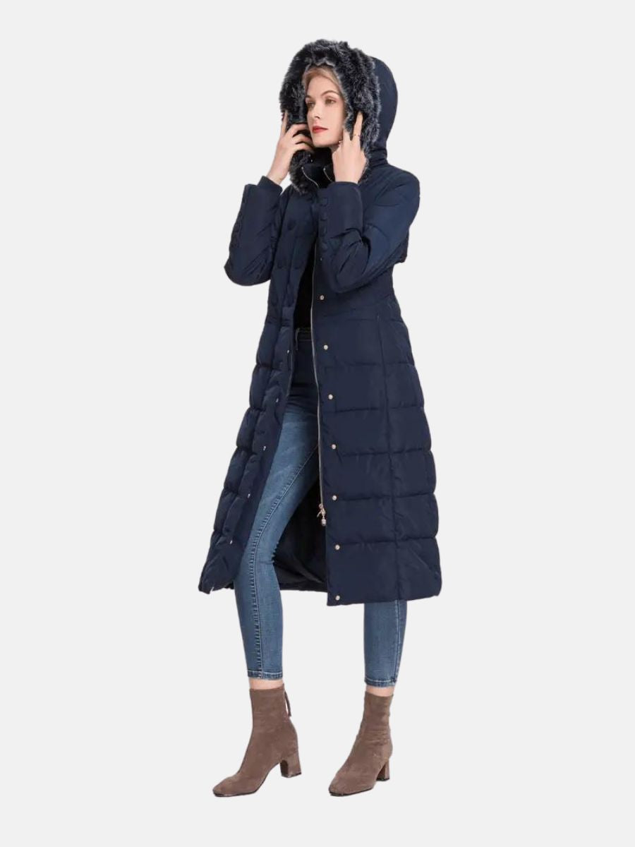 jacket with button closure and hood