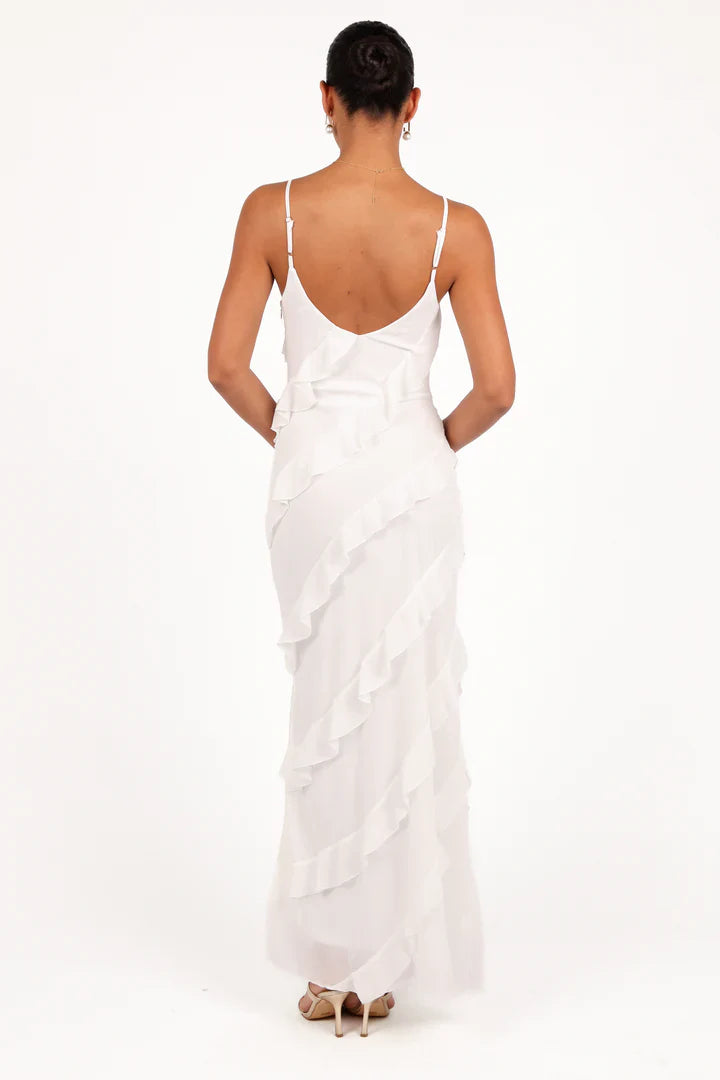 Ruffled Maxi Dress In White