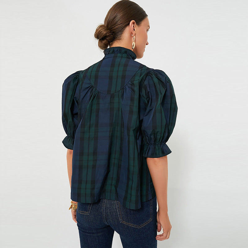Pleaded Short Dark Sleeve Shirt