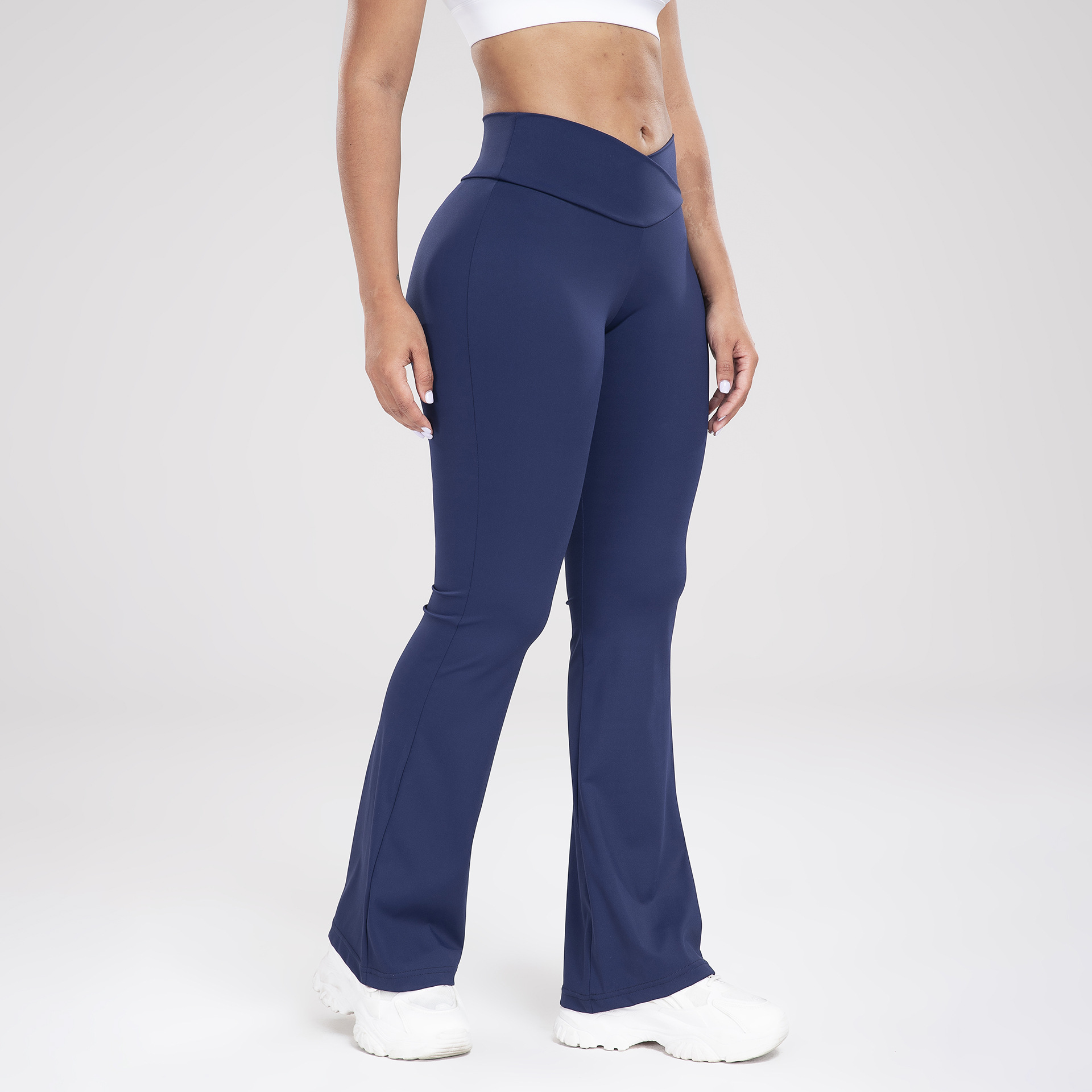 Bootcut sports pants with wide waistband