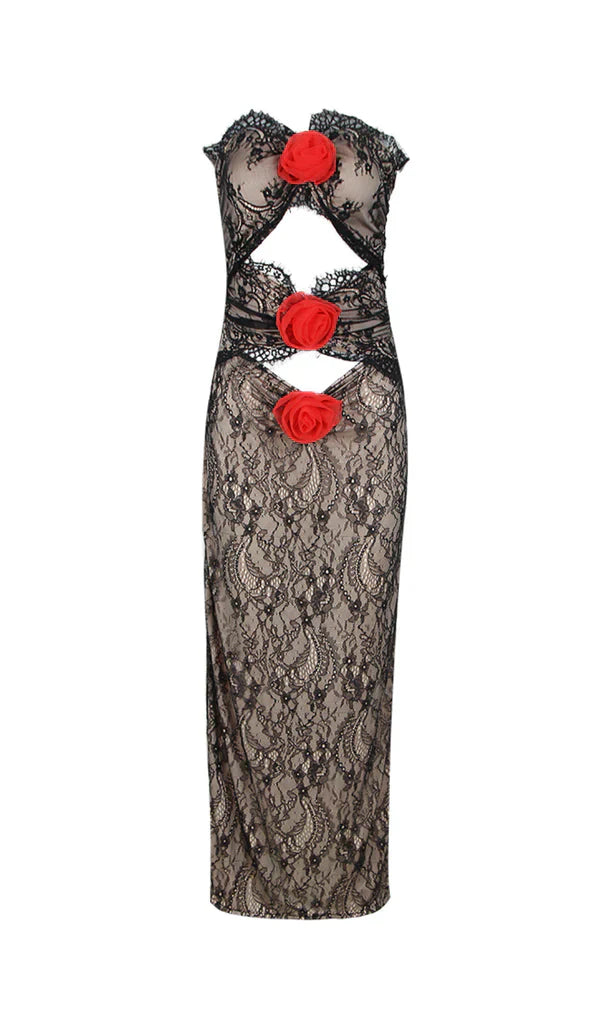 Transparent jumpsuit with lace neckline