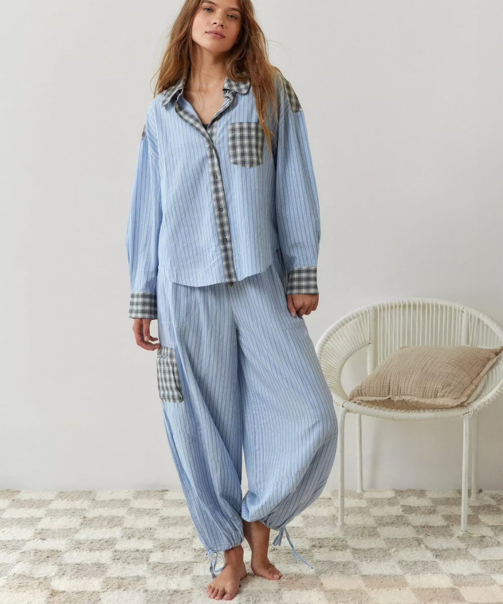 Plaid Pijama Set With Buttoned Shirt