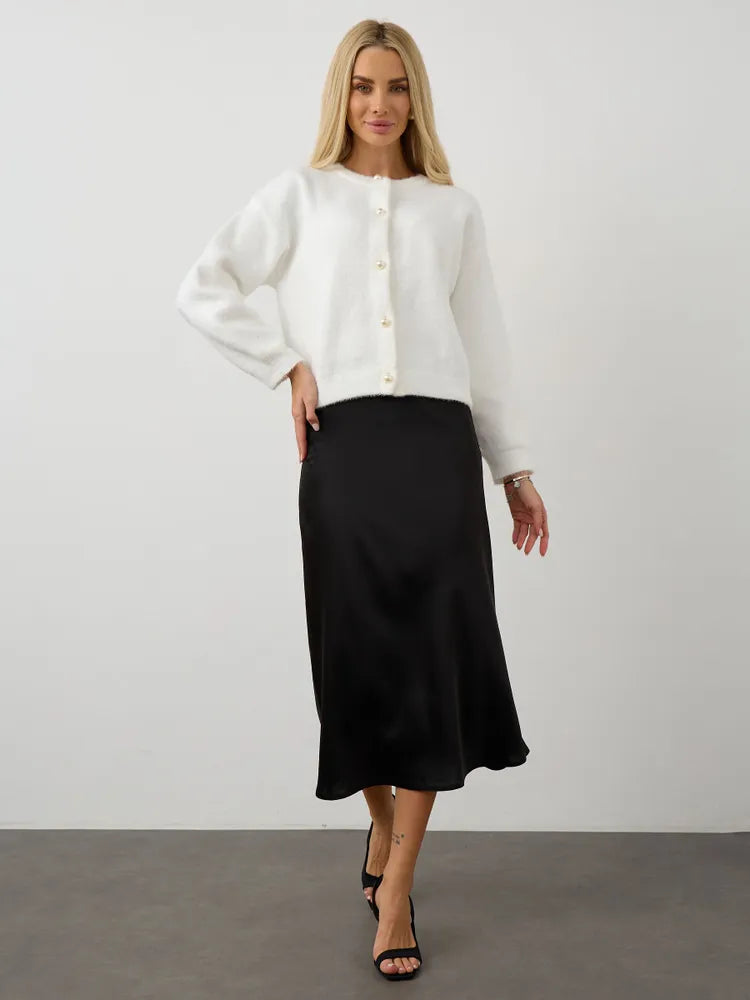 Mink-like Wool Knitted Cardigan