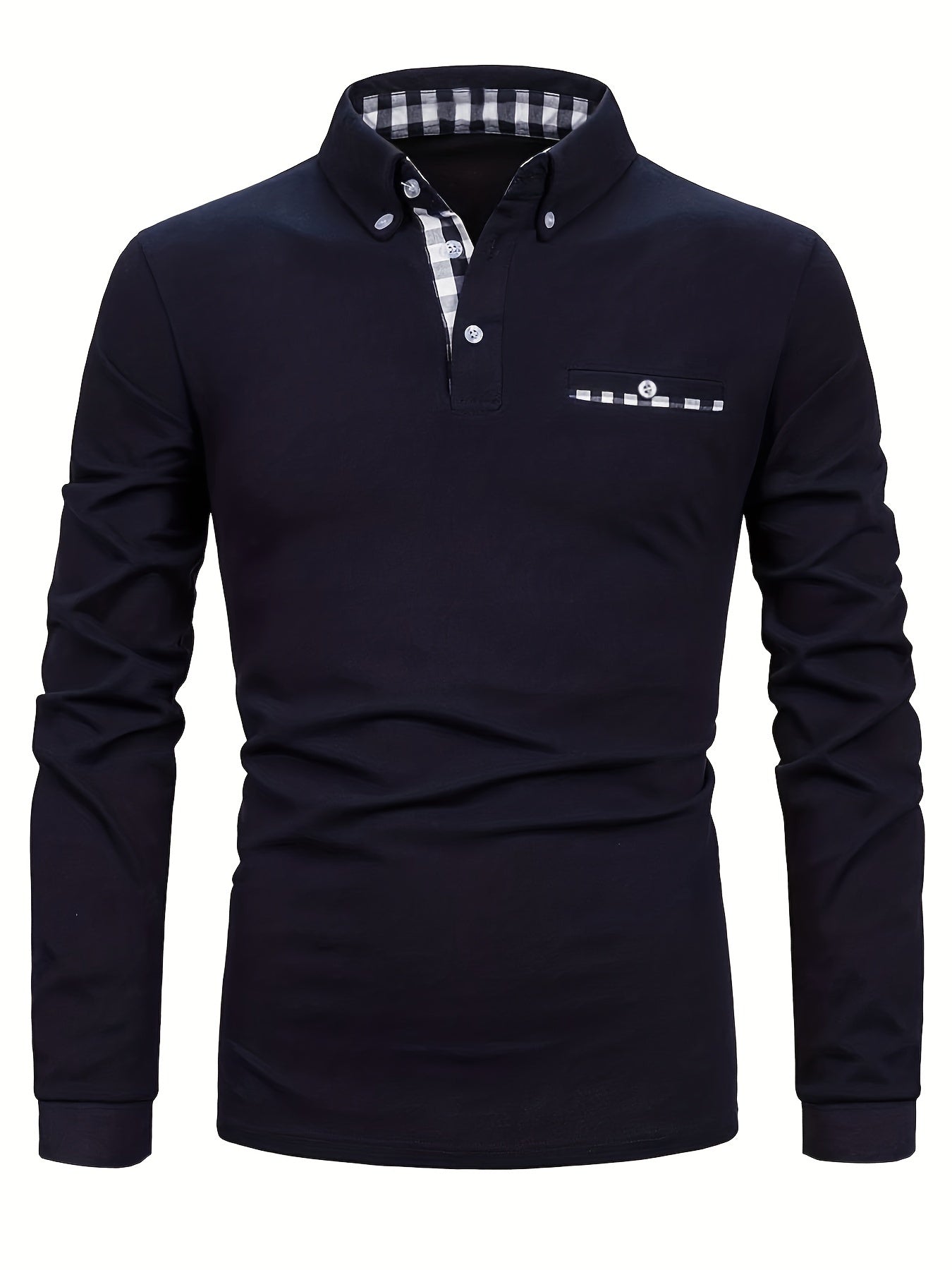 Checked patchwork shirt with lapels and long sleeves made of casual cotton with a light stretch