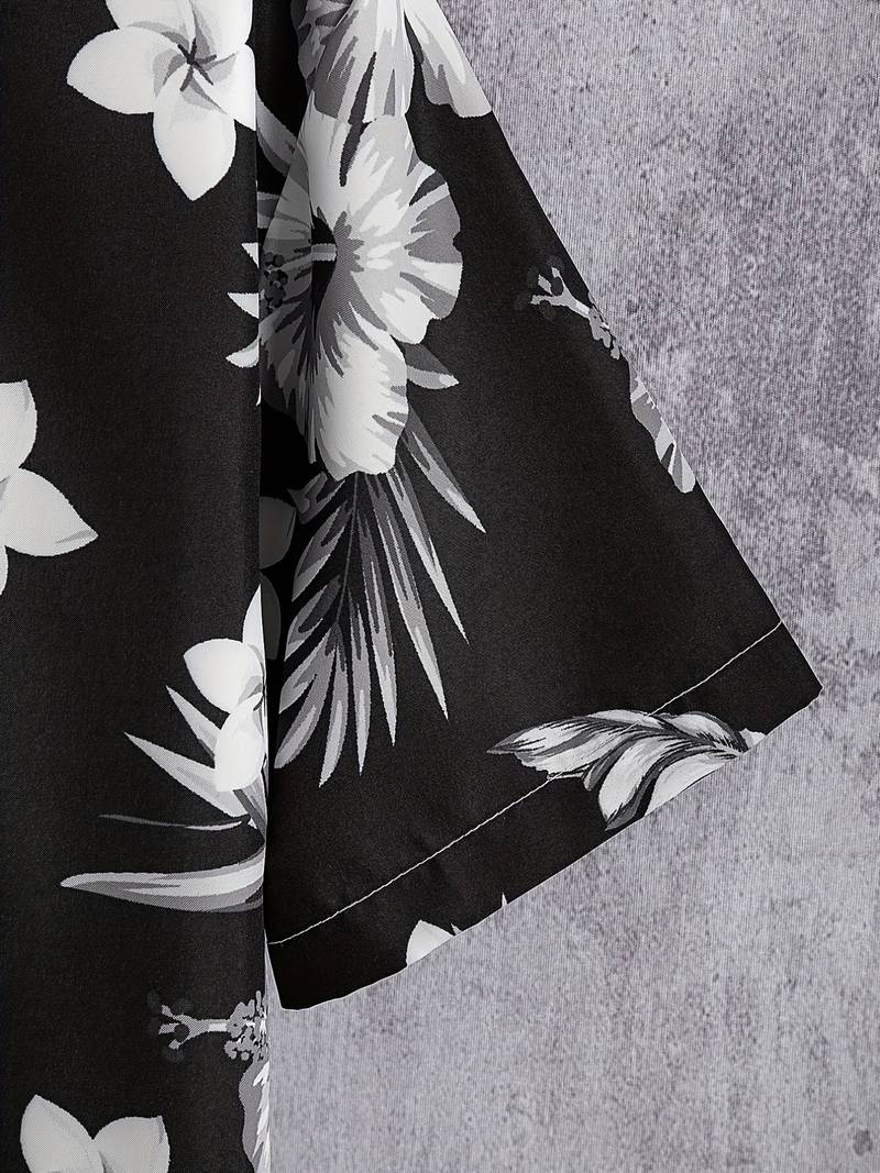 Short Sleeve Lapel Shirt with flower pattern