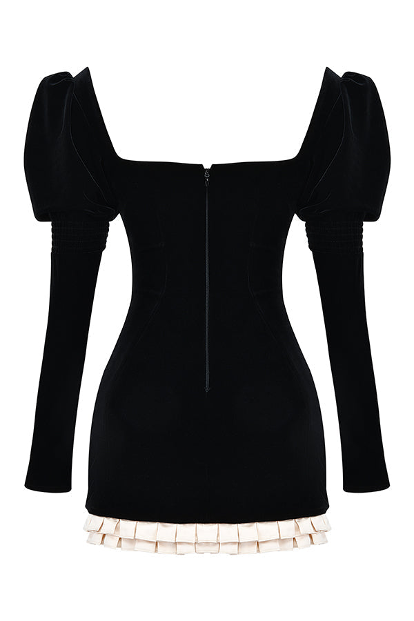 Black and vintage cream mini dress