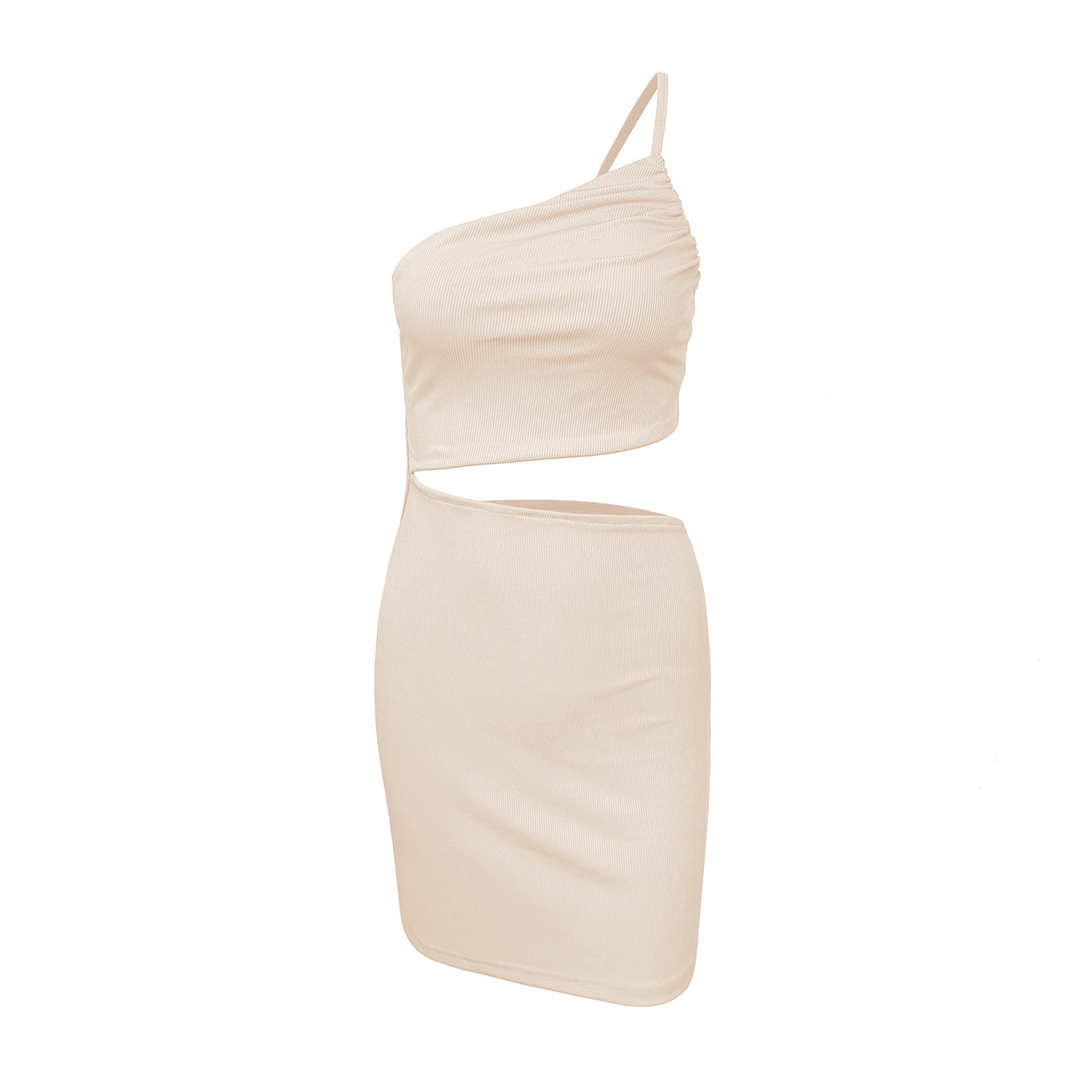 Bodycon mocha dress with one shoulder