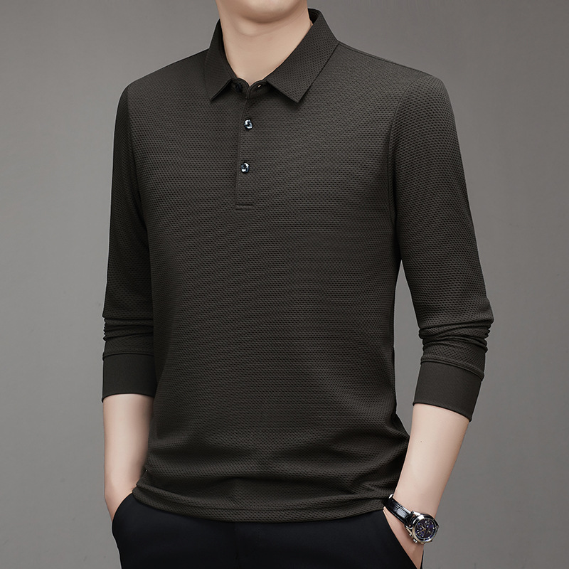 Honeycomb check long sleeve T-shirt