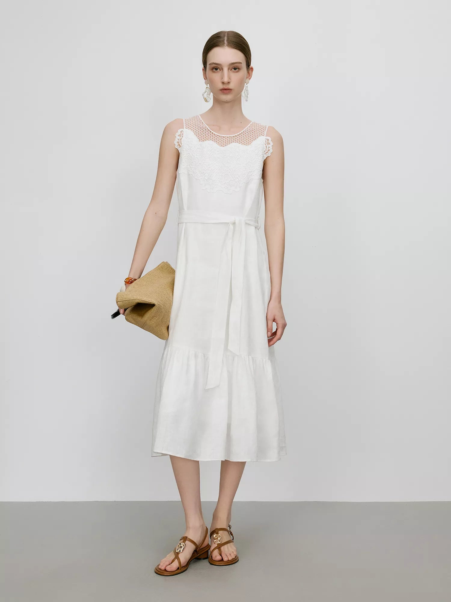 Summer Linen White Maxi Dress