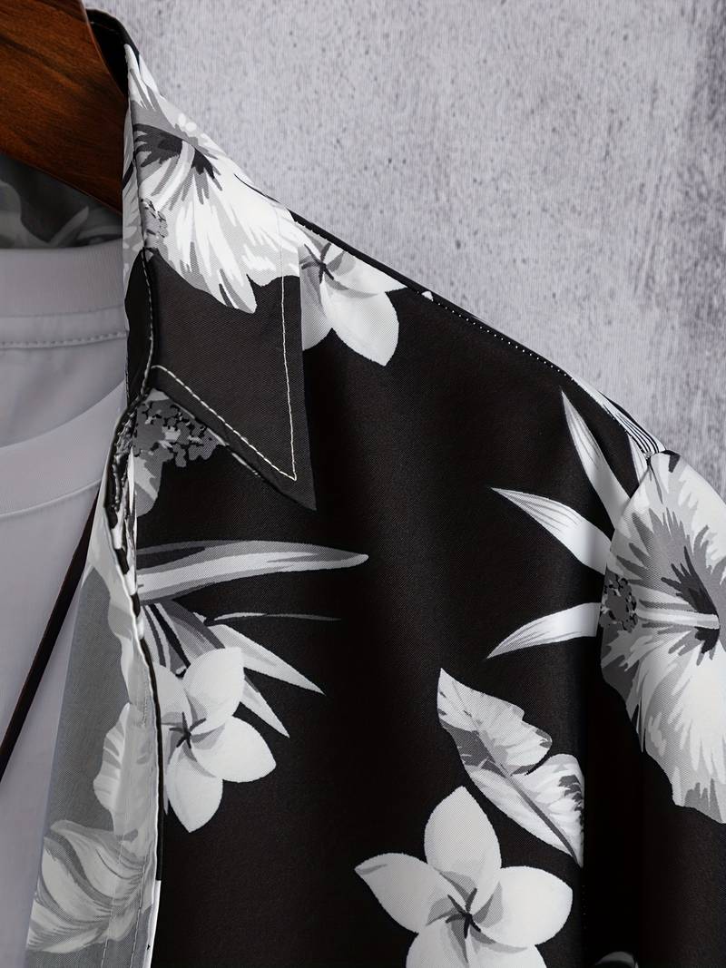 Short Sleeve Lapel Shirt with flower pattern