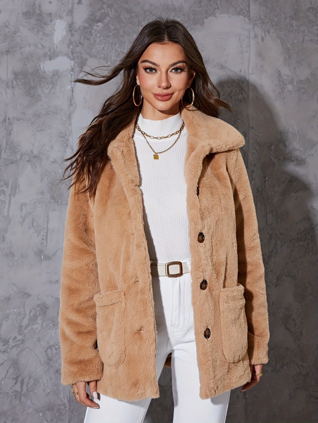 Faux fur teddy coat