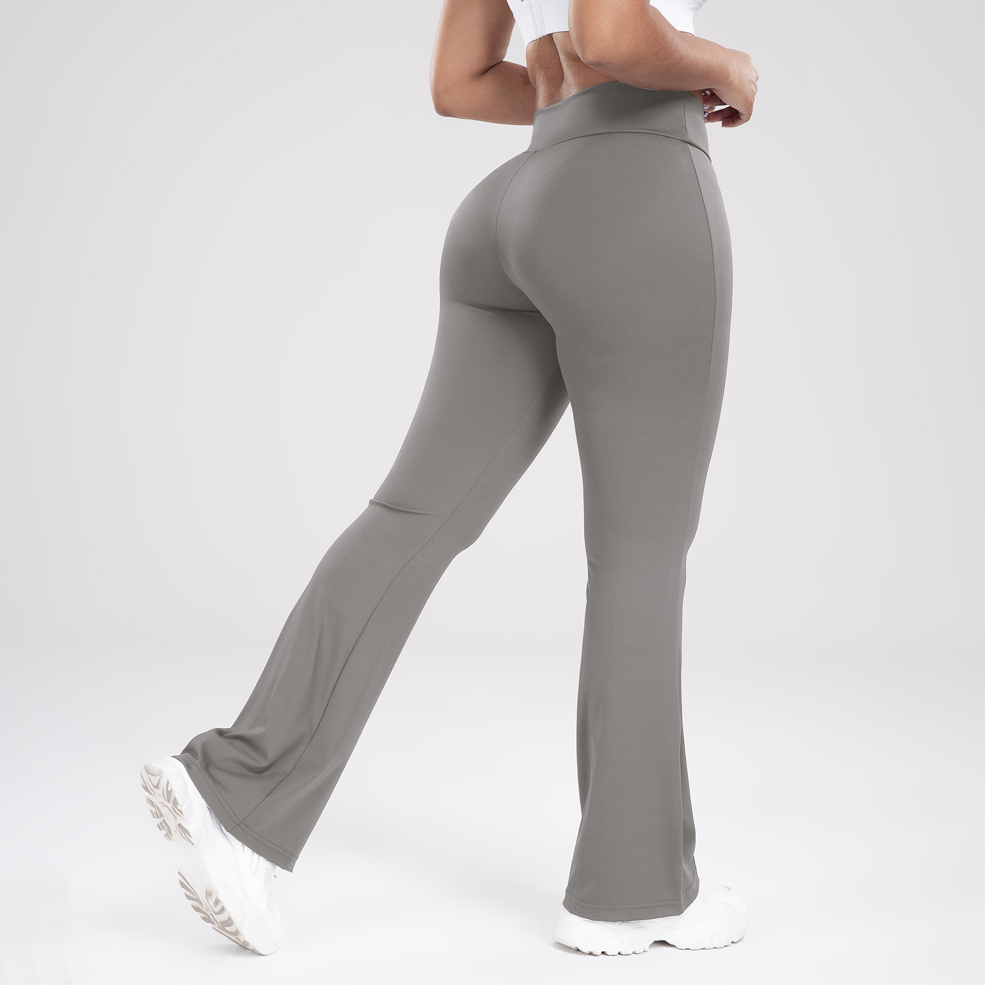 Bootcut sports pants with wide waistband