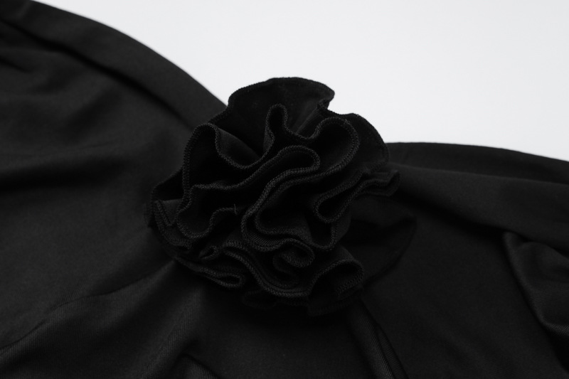 Black pink sheath dress with halter neck V-neck lace up and gloves