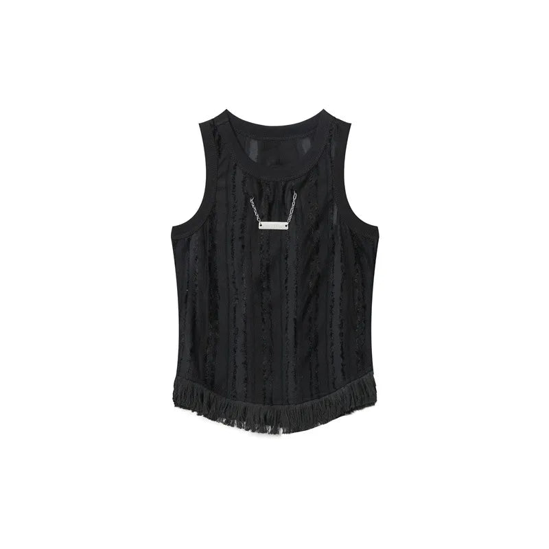 Textured Tank Top With Stripes