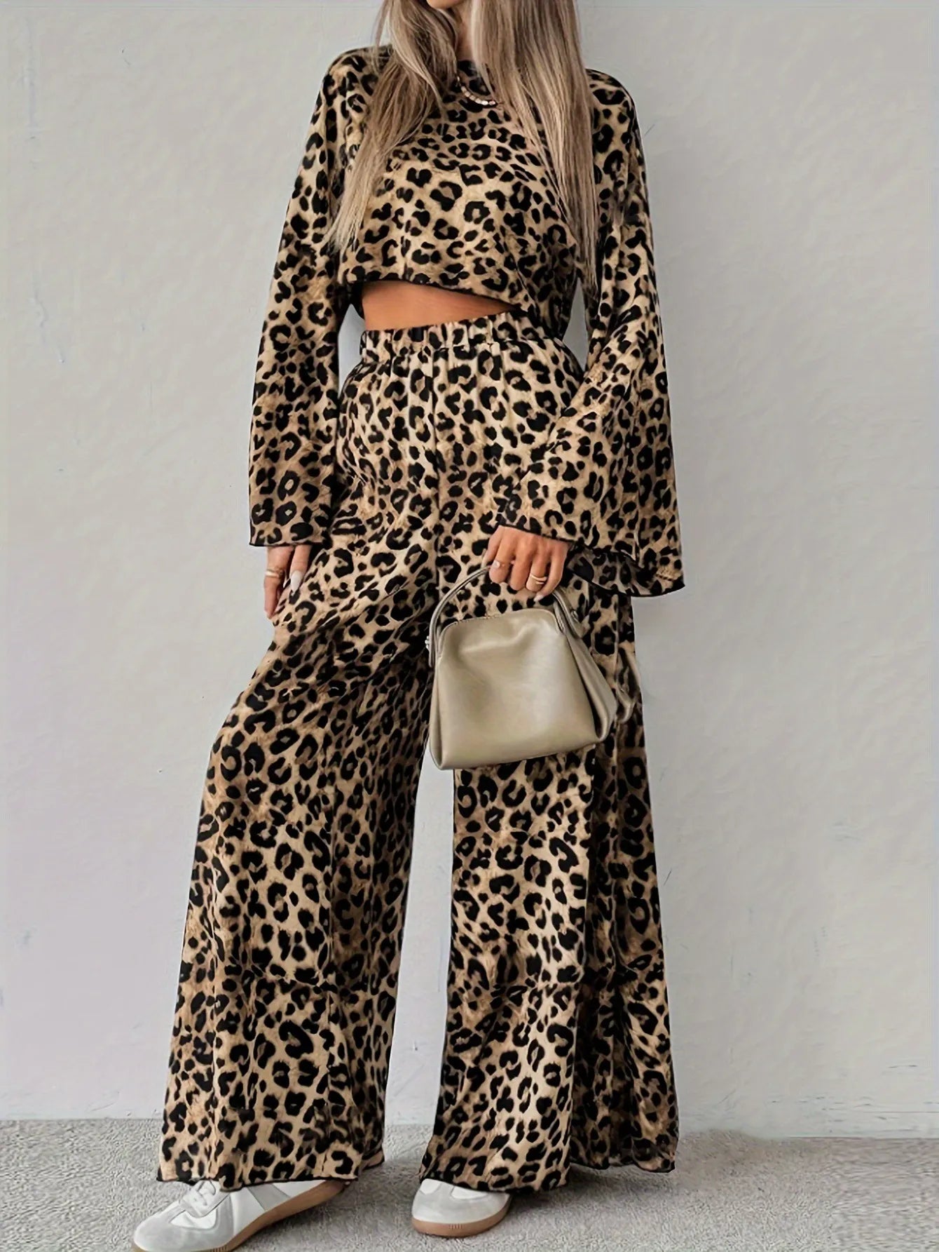 Leopard Print Crop Top and Pants