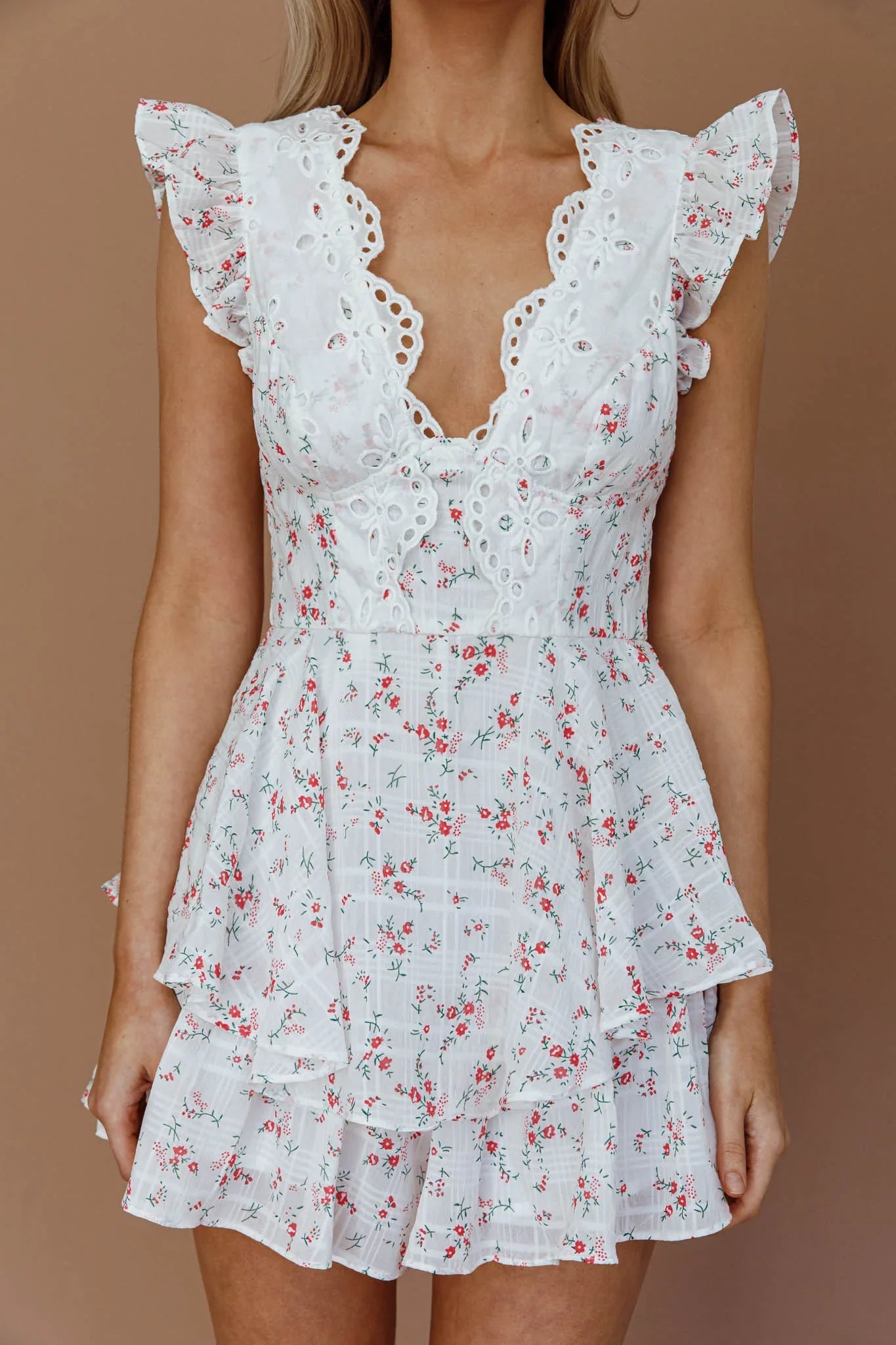 Scalloped Lace Romper Floral