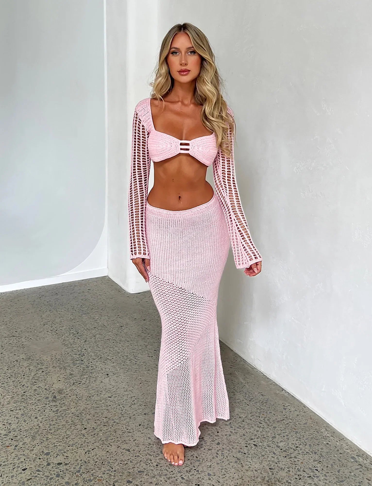 Luxury knitted summer top with skirt