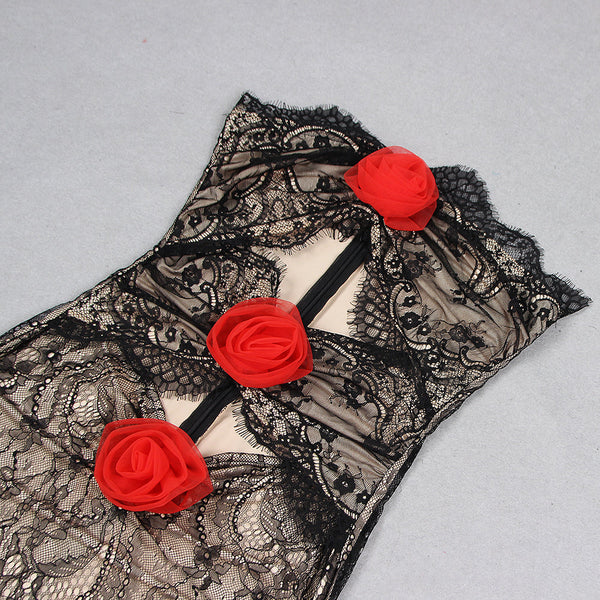 Transparent jumpsuit with lace neckline