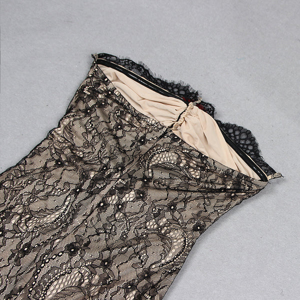 Transparent jumpsuit with lace neckline