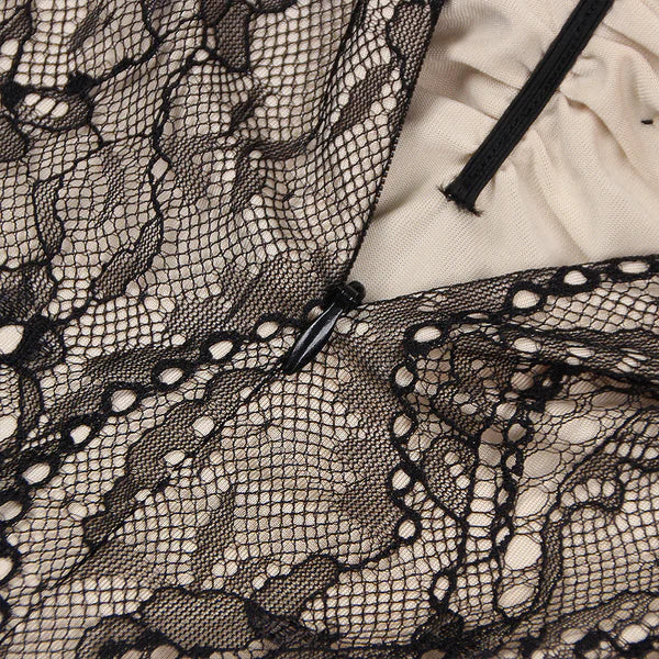 Transparent jumpsuit with lace neckline