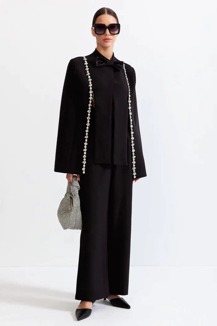 Black jewel tuxedo cape