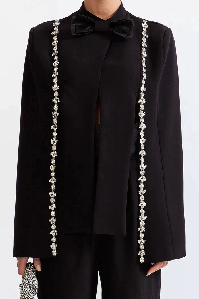 Black jewel tuxedo cape