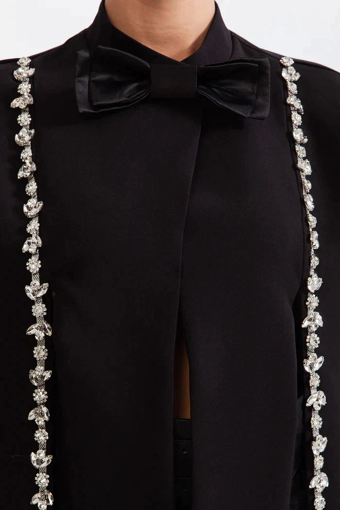 Black jewel tuxedo cape