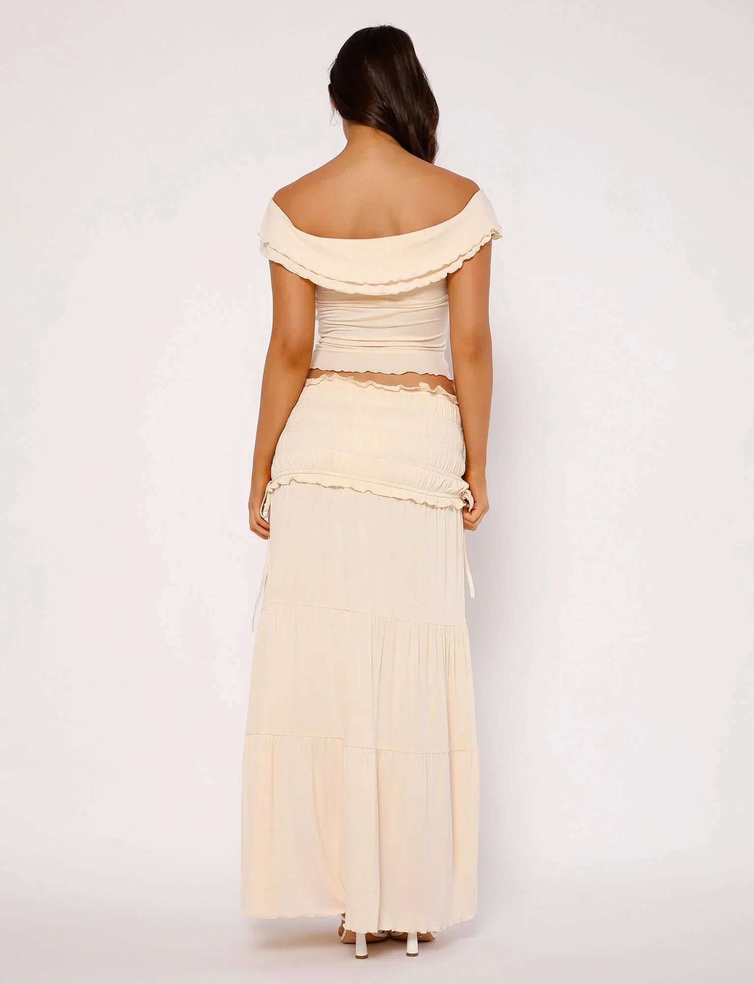 Textured twist top with maxi skirt