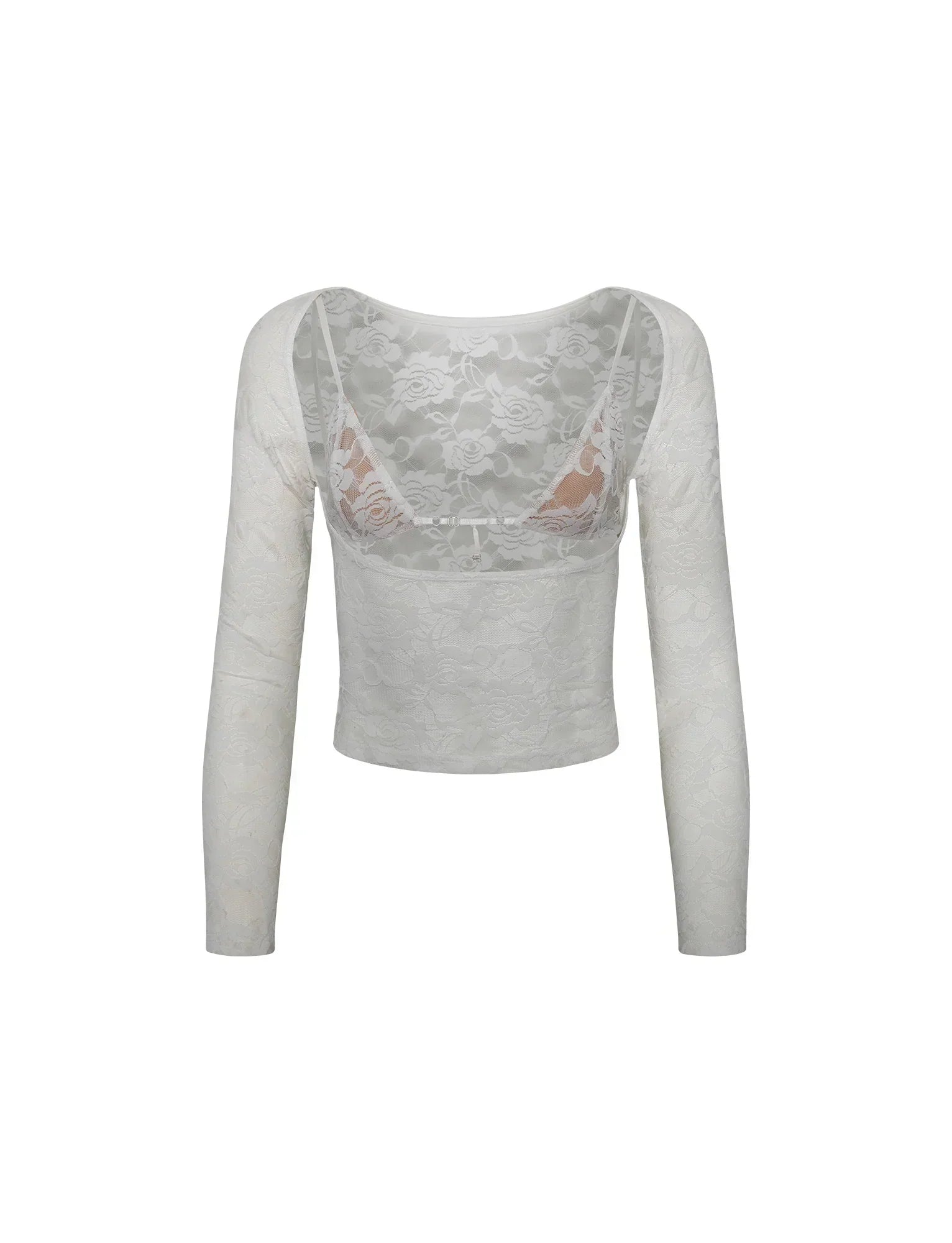 Translucent top with floral pattern