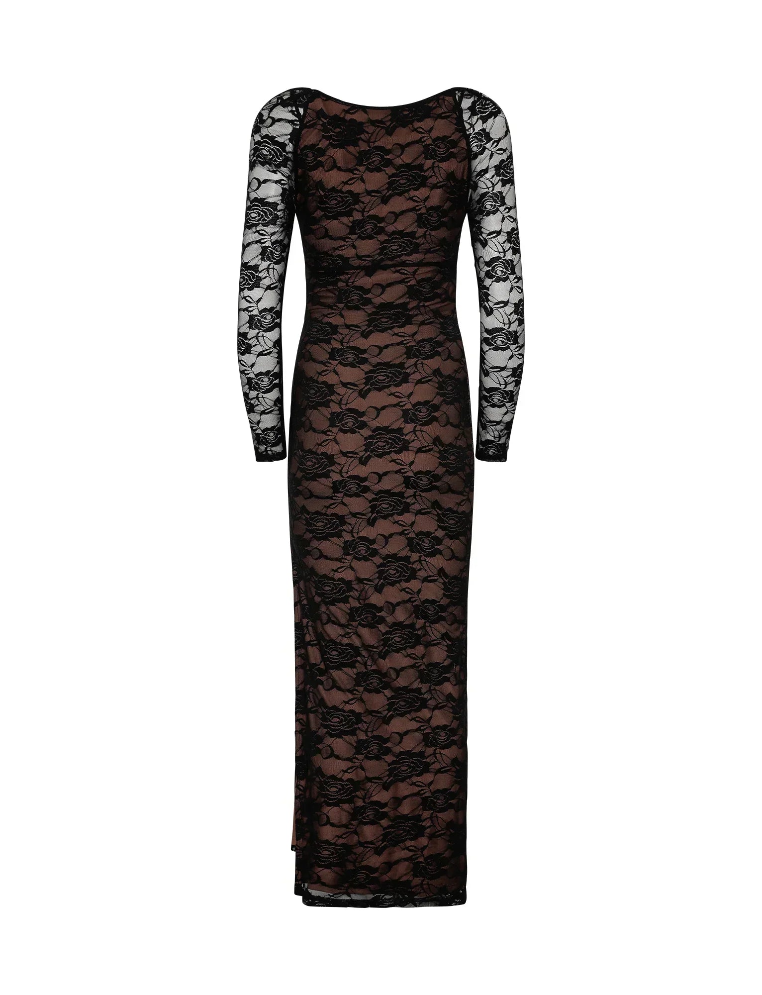 Elegant black lace maxi dress