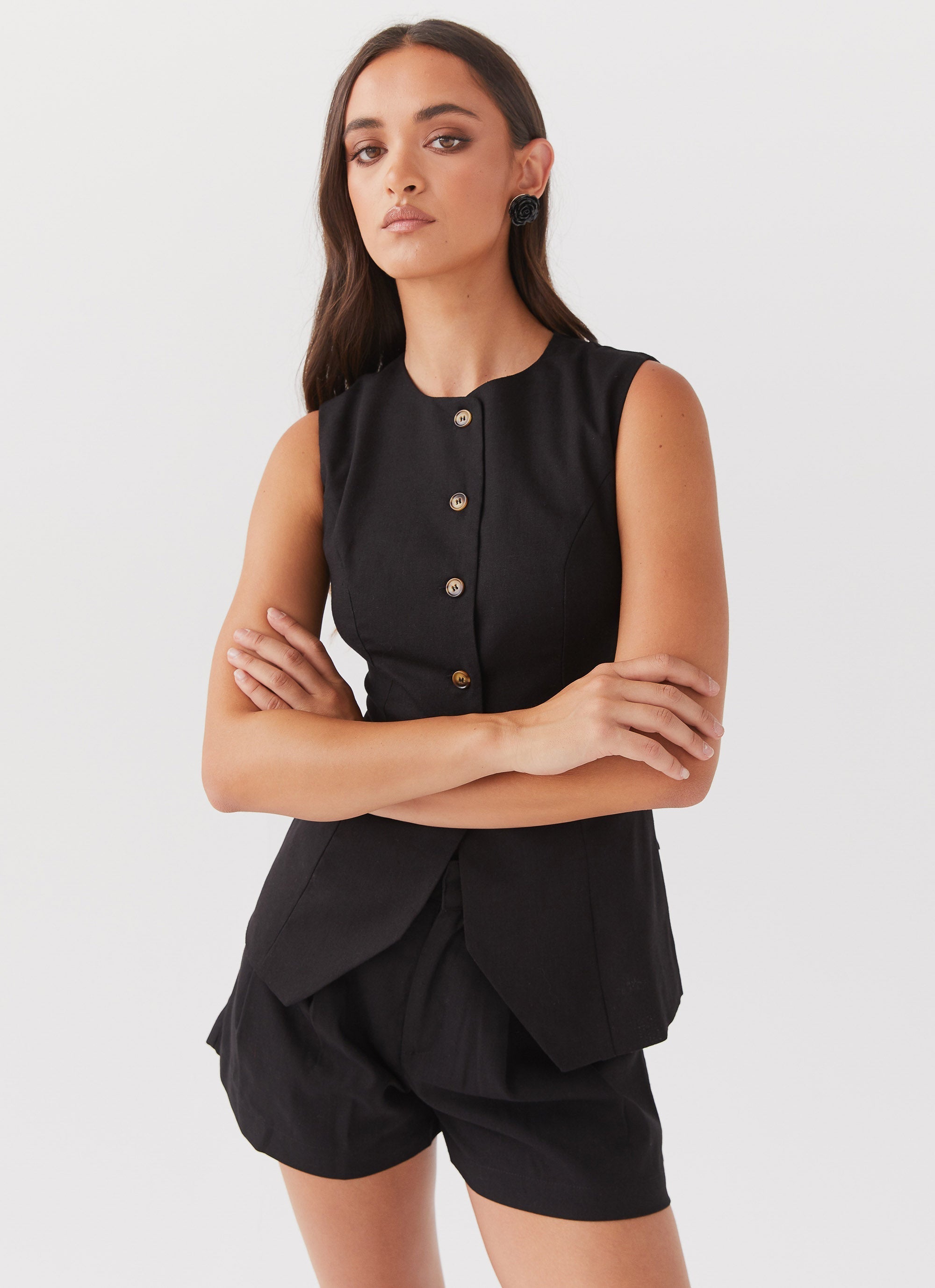 Elegant Linen Vest and Shorts