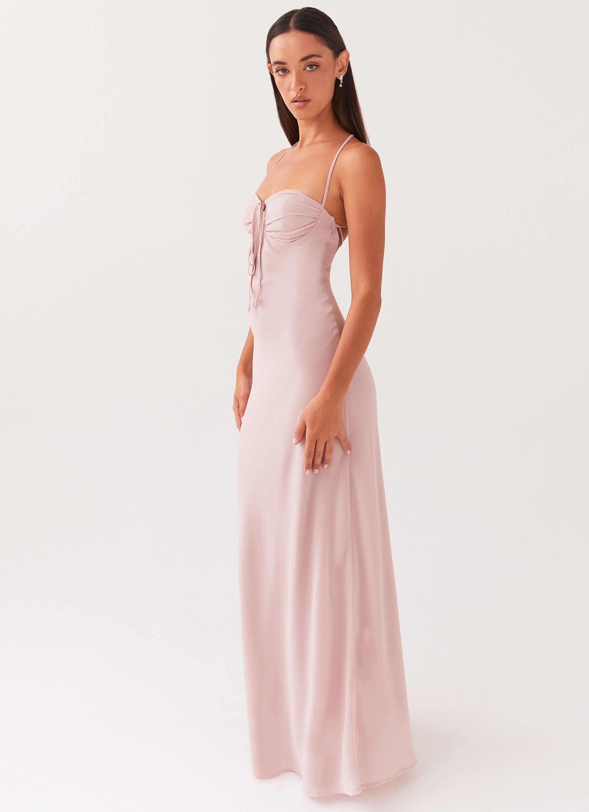 Pink Maxi Dress With Lace At The Back