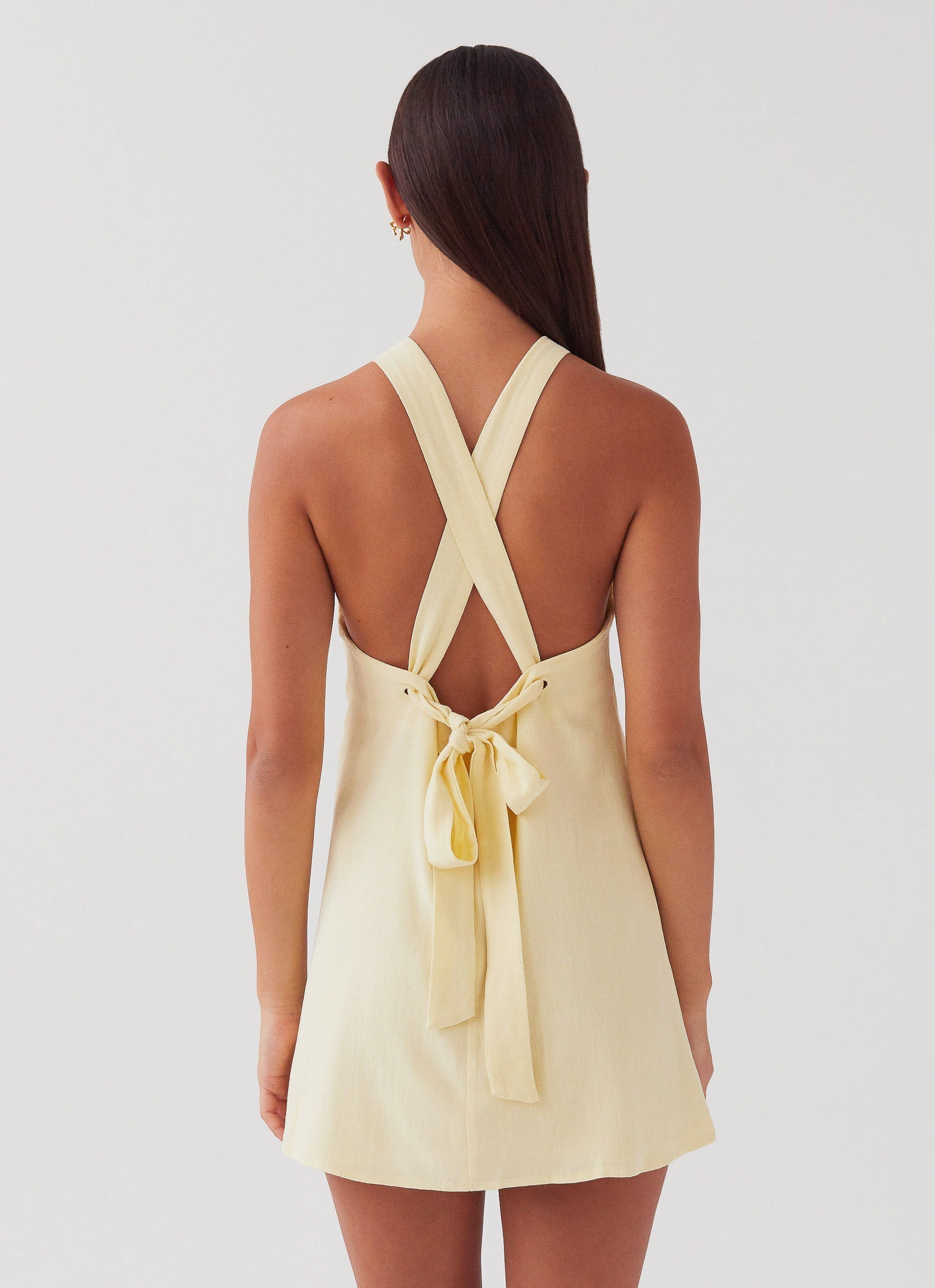 Lemon Mini Dress With Lace At The Back