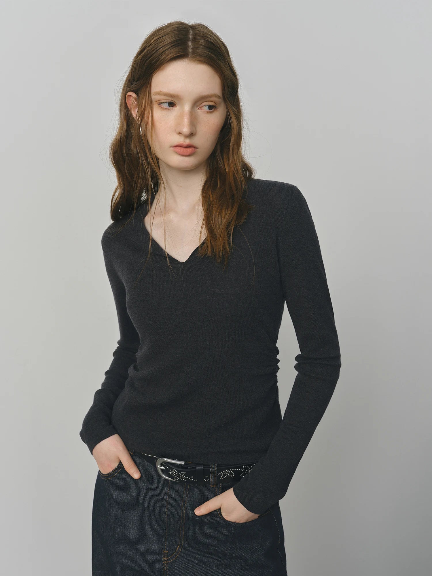 Casual Minimalist Long Sleeve Top