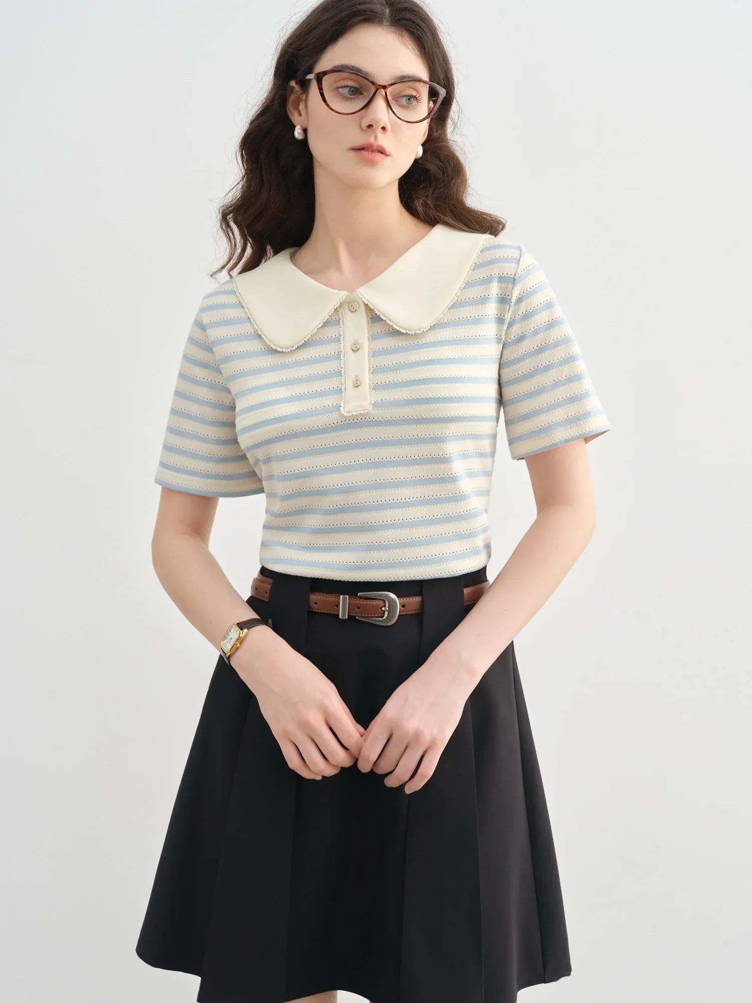 Striped Short-sleeved Polo T-shirt