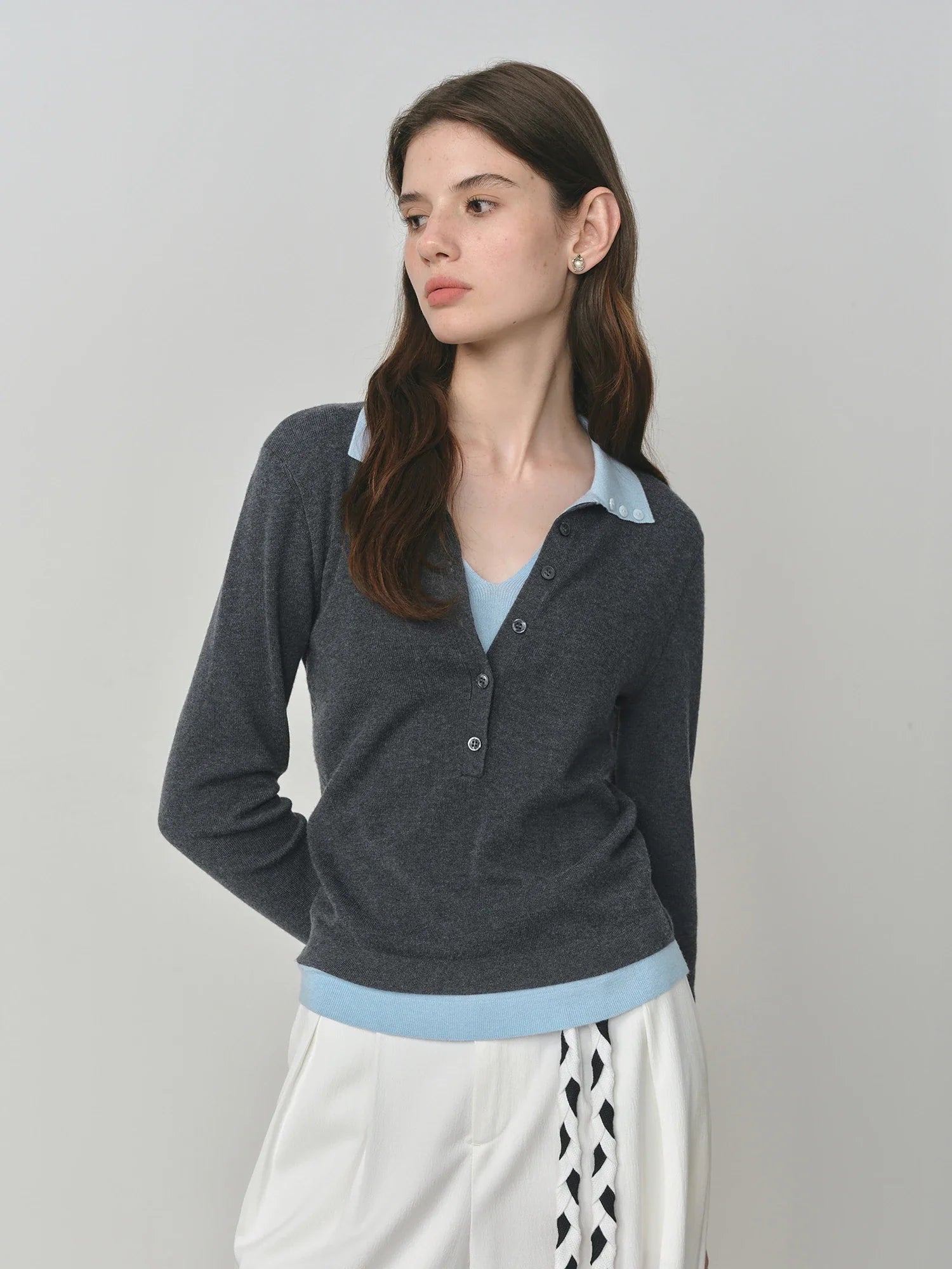 Knitted Two Color Sweater