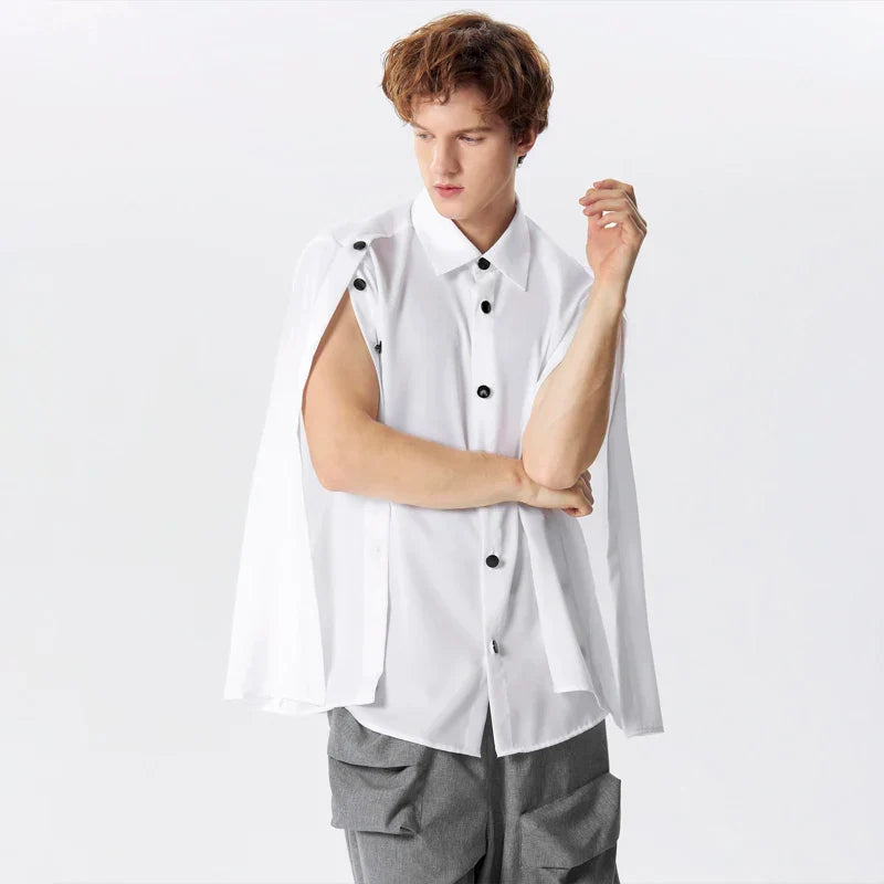 Lapel Split Long Sleeve Button loose shirt