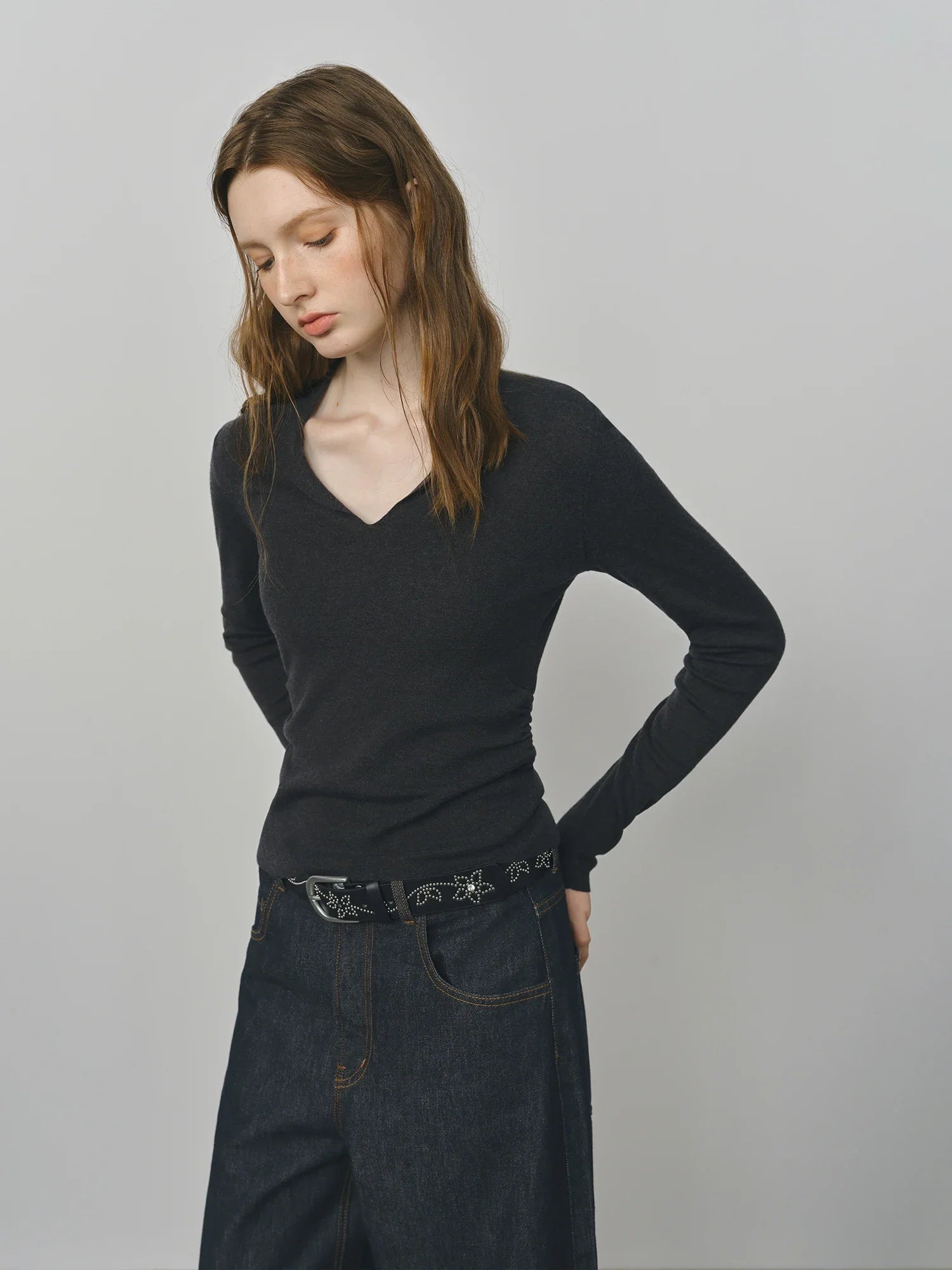 Casual Minimalist Long Sleeve Top