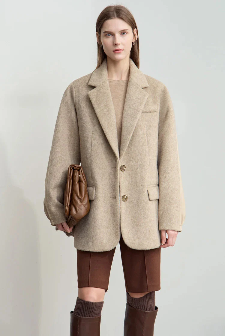 Short Camel Woolen Coat