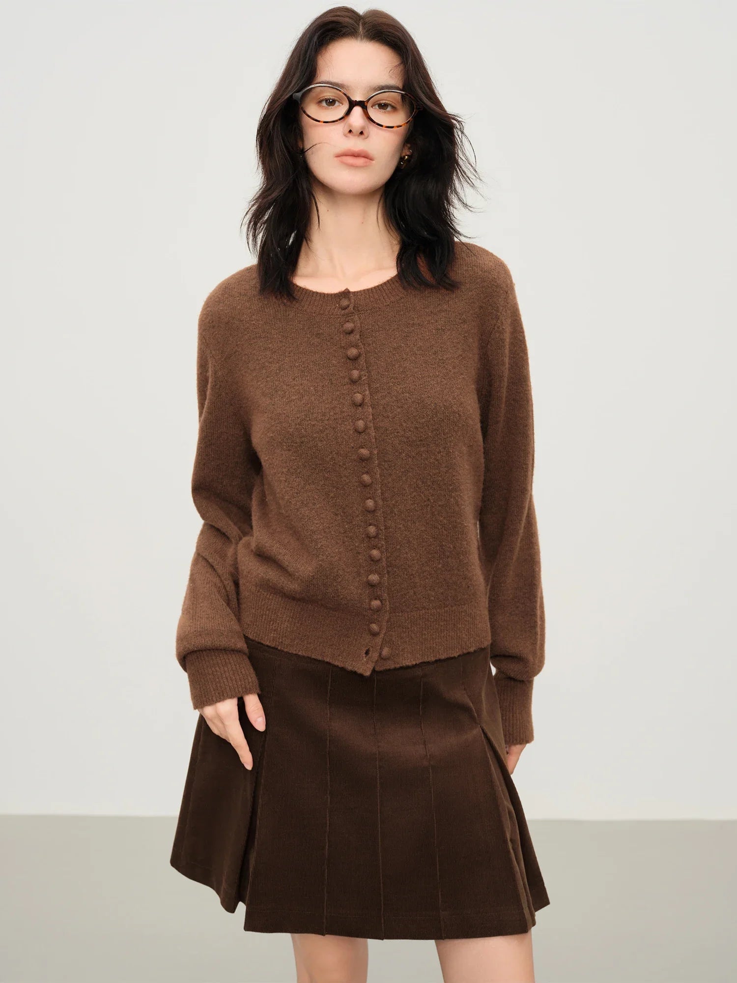 Blend Knit Cardigan With Wool Buttons