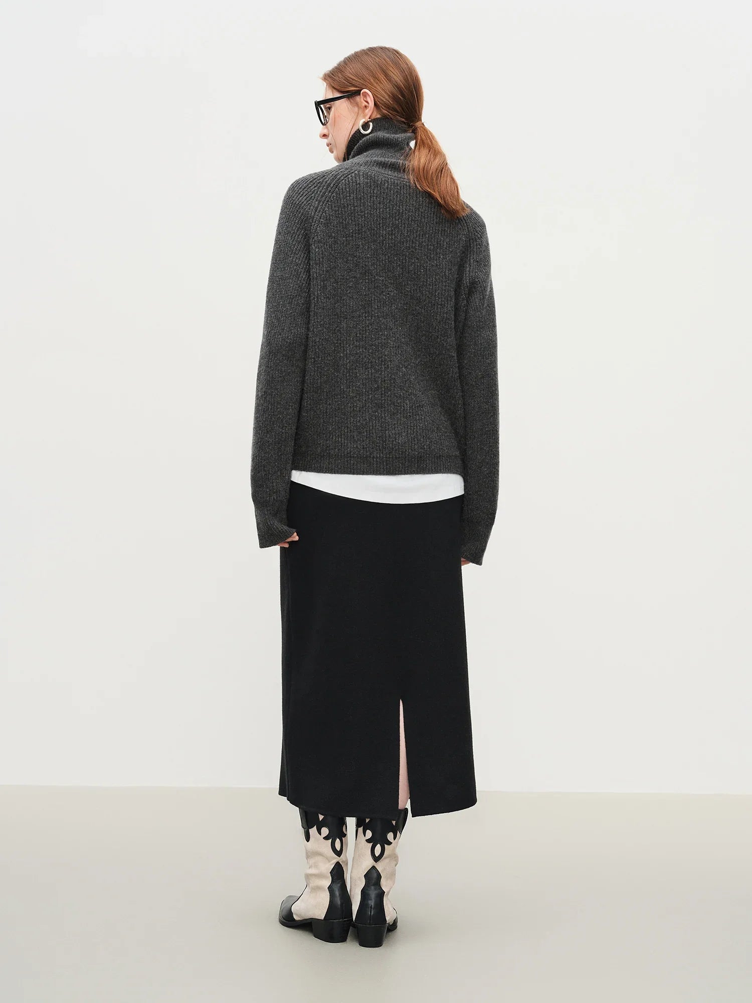 Loose Fit Wool Blend Knit Zipper Sweater