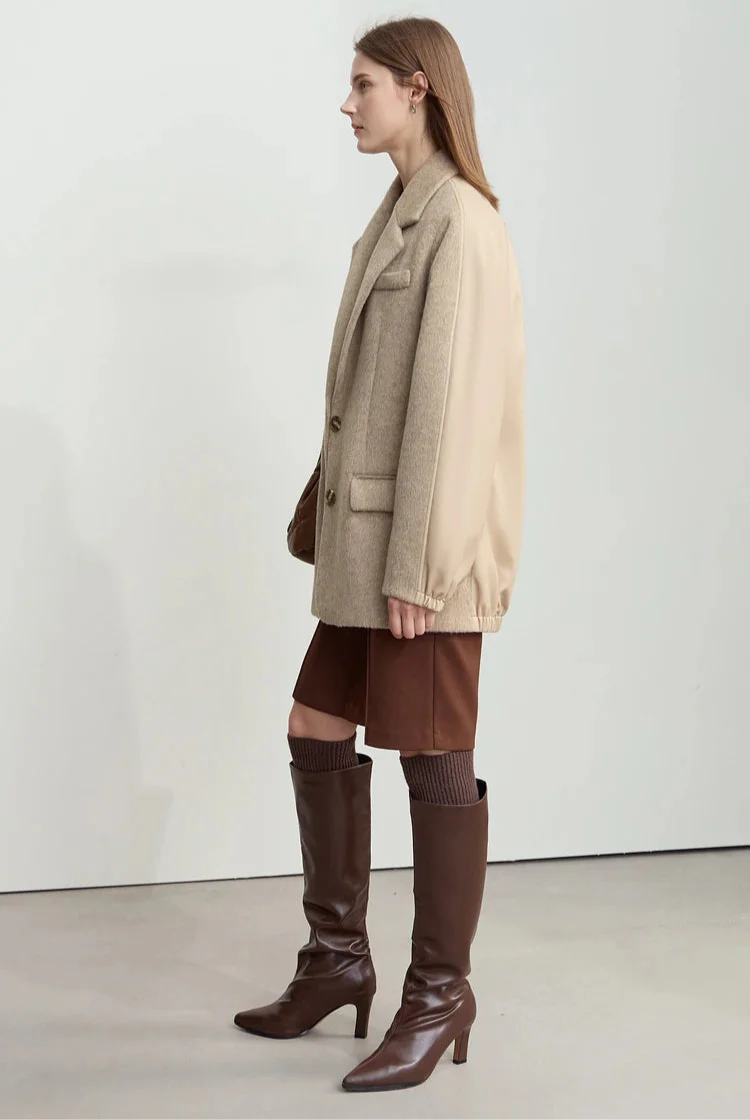 Short Camel Woolen Coat