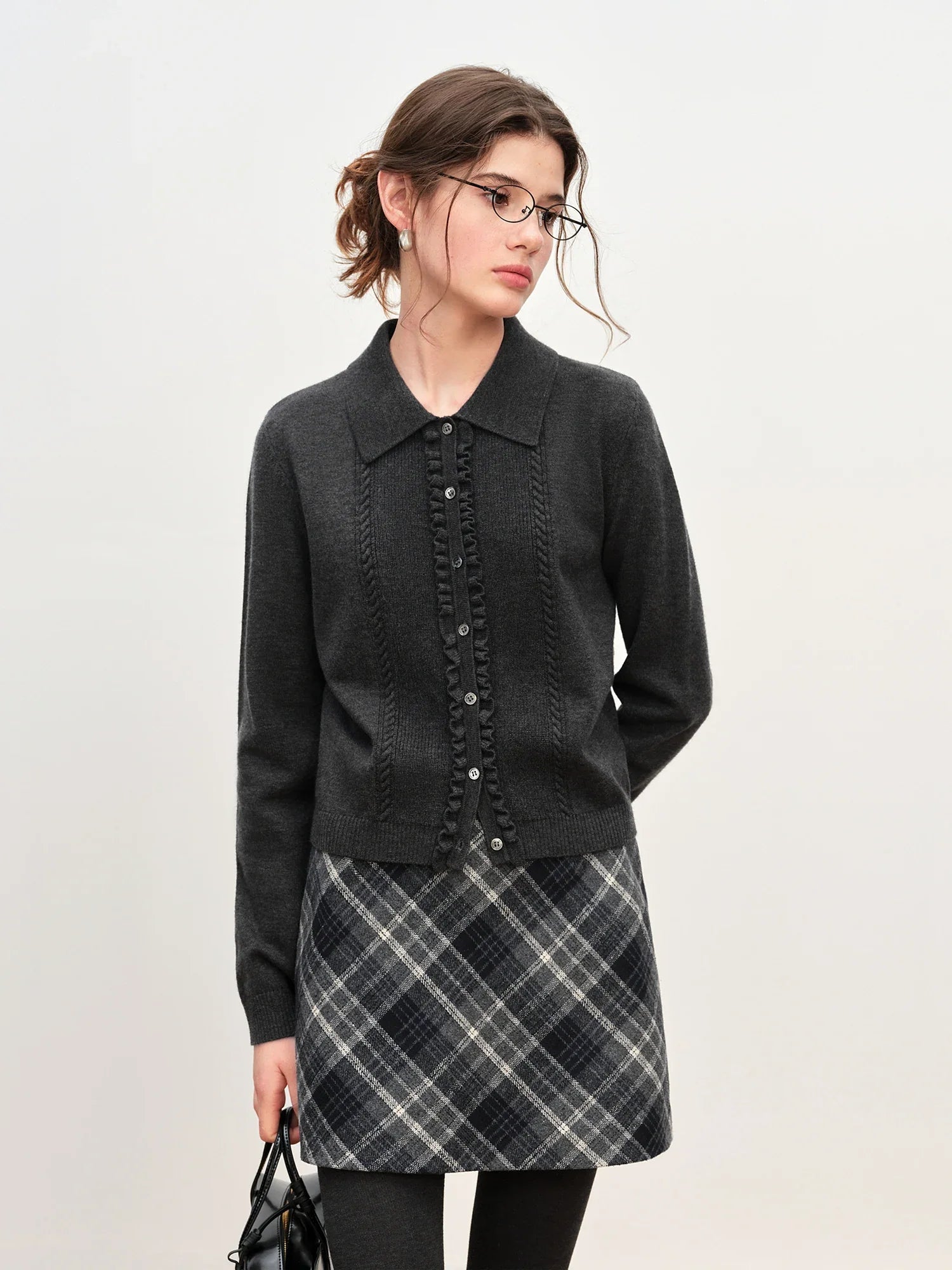 Knitted Dark Grey Cardigan